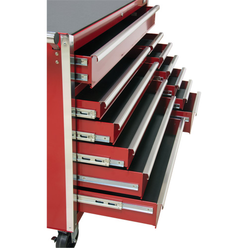 Chariot &agrave; outils industriel, 12 tiroirs, 56" la x 24-1/2" p x 38-1/8" h, Rouge Brunswick Fyr & Safety