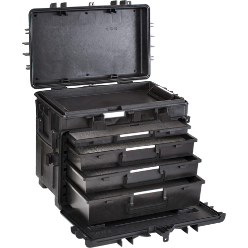 Coffre &agrave; outils mobile avec tiroirs, 8 tiroirs, 22-4/5" la x 15" p x 18" h, Noir Brunswick Fyr & Safety