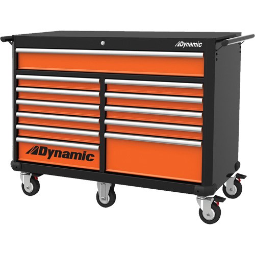 Roller Cabinet, 12 Drawers, 53" W x 24" D x 41" H, Black/Orange Brunswick Fyr & Safety