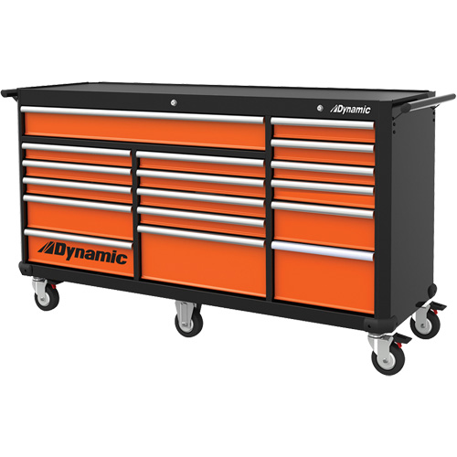 Roller Cabinet, 17 Drawers, 71" W x 24" D x 41" H, Black/Orange Brunswick Fyr & Safety