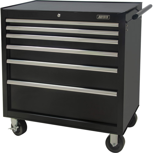 Chariot &agrave; outils industriel, 6 tiroirs, 39" la x 20-4/5" p x 38-1/2" h, Noir Brunswick Fyr & Safety
