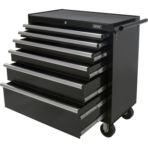 Chariot &agrave; outils industriel, 6 tiroirs, 39" la x 20-4/5" p x 38-1/2" h, Noir Brunswick Fyr & Safety