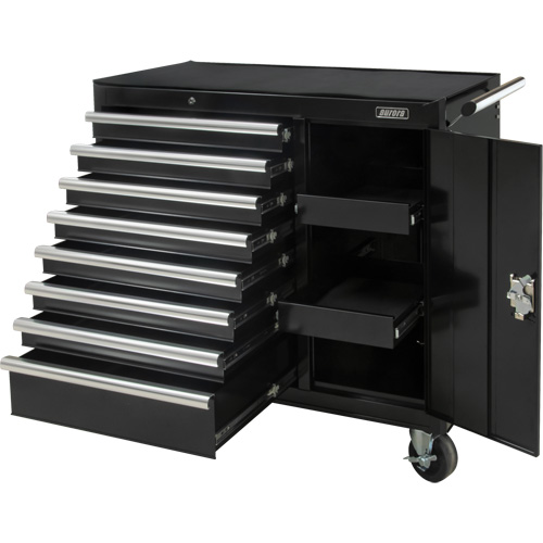 Chariot &agrave; outils industriel, 8 tiroirs, 44-3/10" la x 21-1/10" p x 36-7/10" h, Noir Brunswick Fyr & Safety