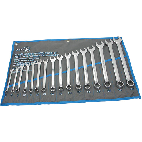 Fully Polished Long Pattern Combination Wrench Set, Combination, 16 Pieces, Metric Brunswick Fyr & Safety