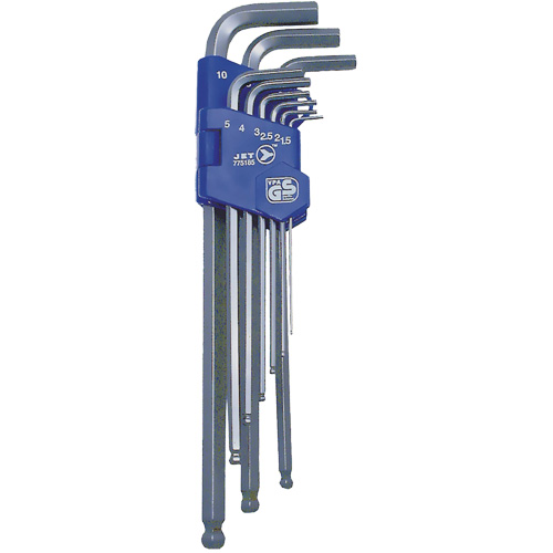 JBHK-9XLM Extra Long Ball Nose Hex Key Set, 9 Pcs., Metric Brunswick Fyr & Safety