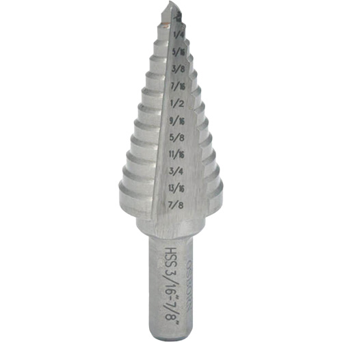 Progressive Step Drill, 1/4" - 3/8" , 1/8" Increments, High Speed Steel Brunswick Fyr & Safety