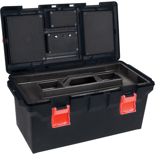 Plastic Tool Box, 22" W x 11" D x 10-1/2" H, Black Brunswick Fyr & Safety