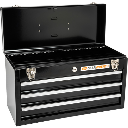 Portable Tool Box, 20" W, 3 Drawers, Black Brunswick Fyr & Safety