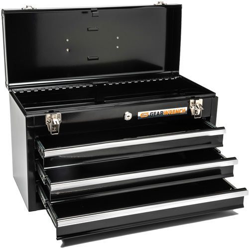 Portable Tool Box, 20" W, 3 Drawers, Black Brunswick Fyr & Safety