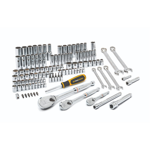 1/4", 3/8" & 1/2" Drive 6 & 12 Point Standard & Deep SAE/Metric Mechanics Tool Set Brunswick Fyr & Safety