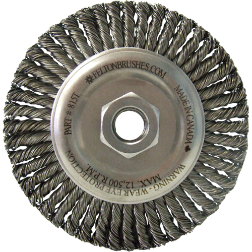 Wire Wheel Brushes, 5-7/8" Dia., 0.02" Fill, 5/8"-11 Arbor, Steel Brunswick Fyr & Safety