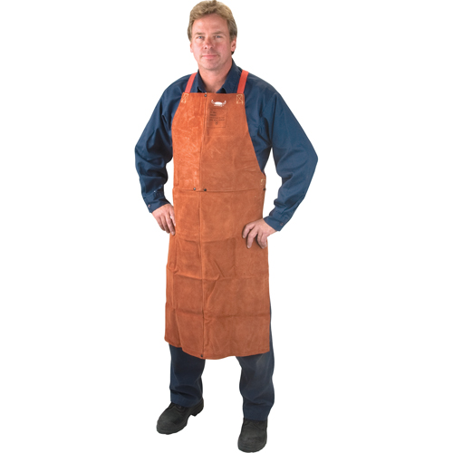Leather Apron, Bib, 42" L, Lava Brown Brunswick Fyr & Safety