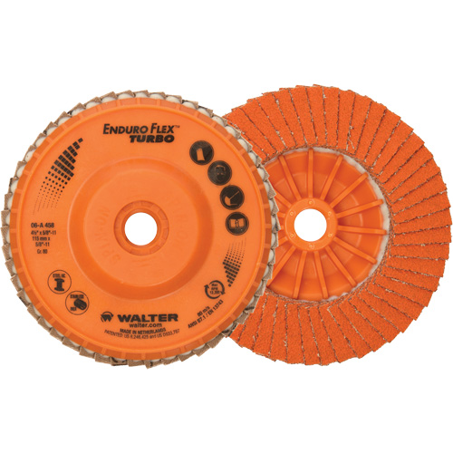 Disque &agrave; lamelles Enduro-Flex Turbo, 4-1/2" x 5/8"-11, Type 27S, Grain 80, C&eacute;ramique Brunswick Fyr & Safety