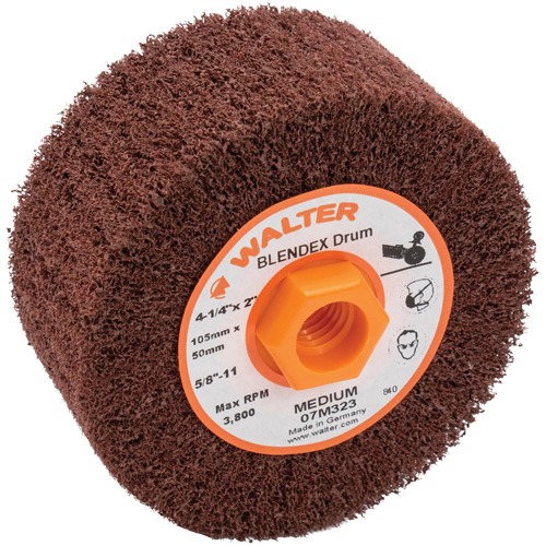 Tambour de conditionnement de surface Blendex, 4-1/4" dia. x 2" la, 5/8"-11 Arbre, Grain Moyen Brunswick Fyr & Safety
