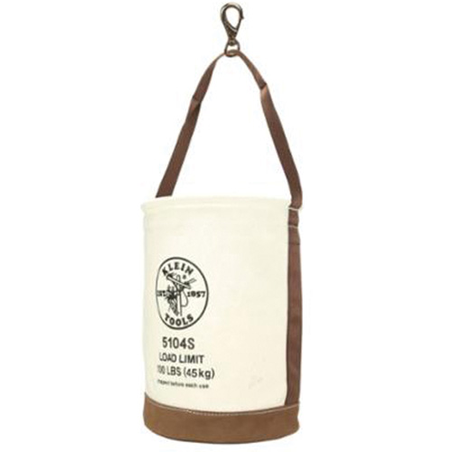 Leather-Bottom Bucket, 17" H, Canvas, White Brunswick Fyr & Safety