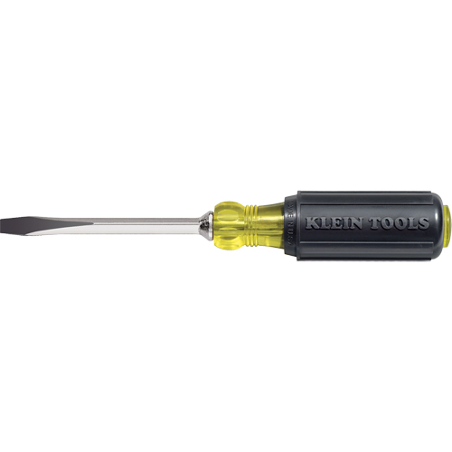 Heavy-Duty Slot Keystone Screwdriver, 1/4", 8-11/32" L, Cushion Grip Handle Brunswick Fyr & Safety