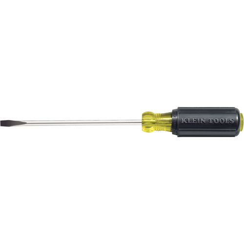 Slot Cabinet Tip Screwdriver, 1/4" Tip, Round, 10-11/32" L, Cushion Grip Handle Brunswick Fyr & Safety