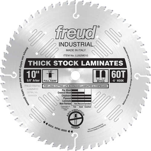 Lames de scie industrielle pour panneaux de particules, 10", 60 dents, Pour Stratifi&eacute; Brunswick Fyr & Safety