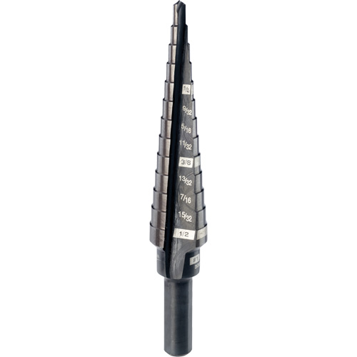 #1 Step Drill Bit, 1/8" - 1/2" , 1/32" Increments, High Speed Steel Brunswick Fyr & Safety