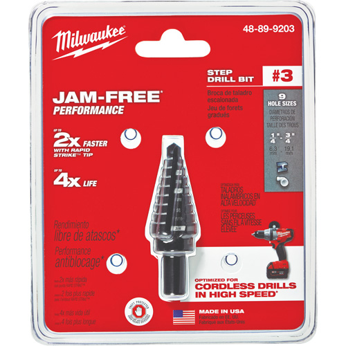 Foret &eacute;tag&eacute; no 3, 1/4" - 3/4", Incr&eacute;ments de 1/16", Acier rapide Brunswick Fyr & Safety