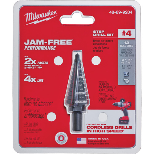 Foret &eacute;tag&eacute; no 4, 3/16" - 7/8", Incr&eacute;ments de 1/16", Acier rapide Brunswick Fyr & Safety