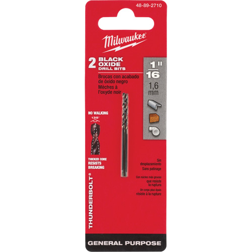 Thunderbolt&reg; Jobber Drill Bit, High Speed Steel, 1/16", 1-7/8" L, 7/8" Flute, 135° Point Angle Brunswick Fyr & Safety