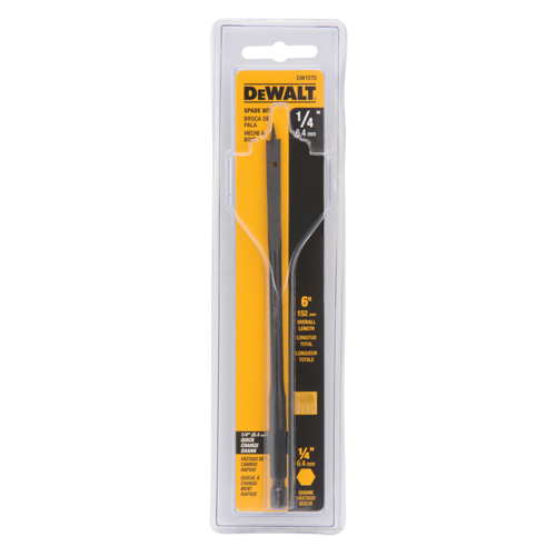 Spade Drill Bit, 1/4" Diameter, 1/4" Shank, 6" Length Brunswick Fyr & Safety