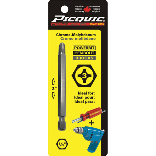 Powerbit, Phillips, #3 Tip, 1/4" Drive Size, 3" Length Brunswick Fyr & Safety