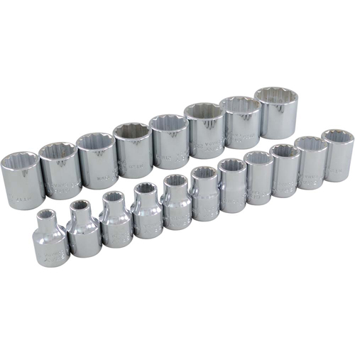 Socket Set, 19 Pcs, 3/8" Drive Size Brunswick Fyr & Safety