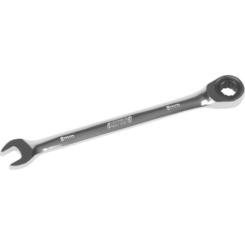 Metric Ratcheting Combination Wrench, 12 Point, 8 mm, Chrome Finish Brunswick Fyr & Safety