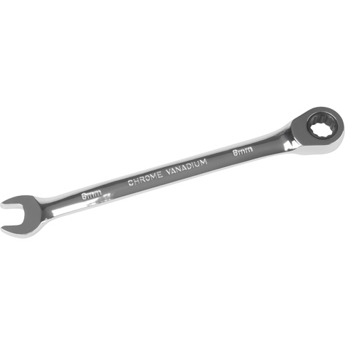 Metric Ratcheting Combination Wrench, 12 Point, 8 mm, Chrome Finish Brunswick Fyr & Safety