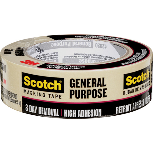 Scotch&reg; Contractor Grade Masking Tape 2020, 36 mm (1-1/2") x 55 m (180'), Beige Brunswick Fyr & Safety