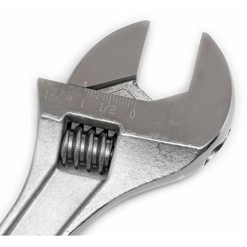 Adjustable Wrench, 15" L, 1-11/16" Max Width, Chrome Brunswick Fyr & Safety