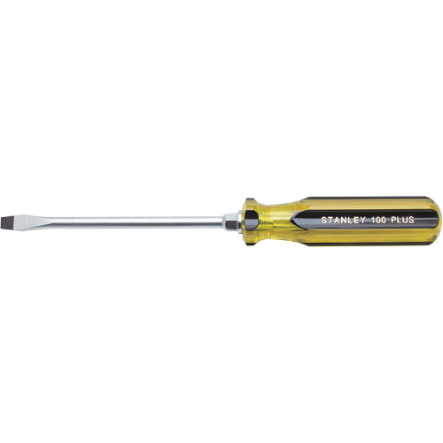 100 PLUS&reg; Standard Slotted Tip Screwdriver, 5/16" Tip, Round, 11" L, Plastic Handle Brunswick Fyr & Safety
