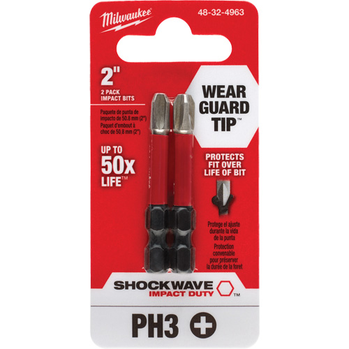 Shockwave Impact Duty Screwdriver Bit, Phillips, #3, 1/4" Drive Brunswick Fyr & Safety