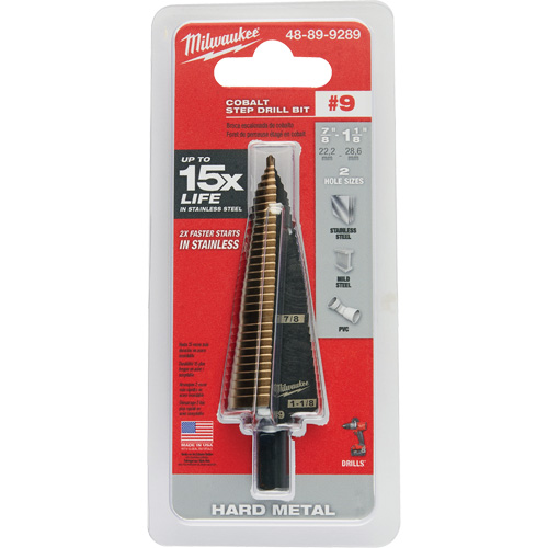 Foret &eacute;tag&eacute;, 7/8"/#9 - #9/1-1/8", Incr&eacute;ments de 1/32", Acier rapide au cobalt Brunswick Fyr & Safety