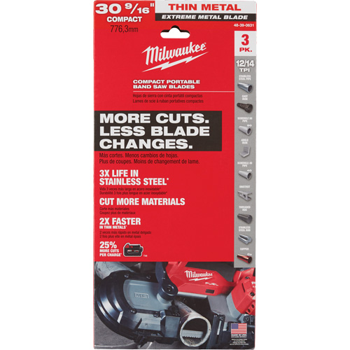 Extreme Metal Band Saw Blades, High Speed Steel, 30-9/16" L x 1/2" W x 0.02" Thick, 12/14 TPI Brunswick Fyr & Safety