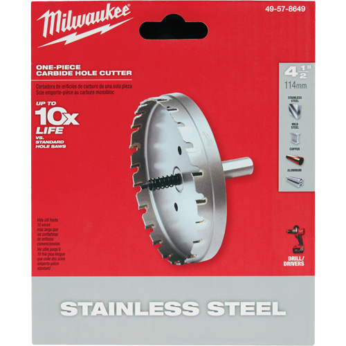 One-Piece Carbide Hole Cutters, 4-1/2", 3/16" Depth of Cut Brunswick Fyr & Safety