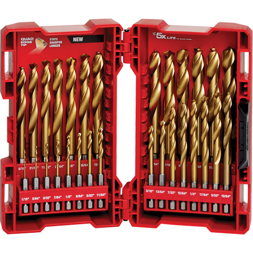 Shockwave Red Helix Drill Bit Set, 29 Pieces, Titanium Brunswick Fyr & Safety