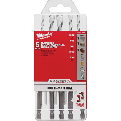 Shockwave Multi-Material Drill Bit Set, 5 Pieces, Carbide Brunswick Fyr & Safety