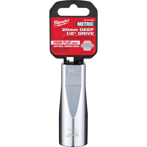 Metric Socket with Four Flat Sides, 20 mm, 1/2" Drive, 6 Points, Deep Brunswick Fyr & Safety