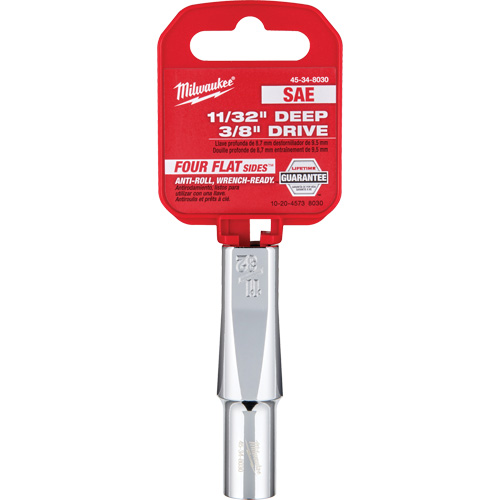 SAE Socket with Four Flat Sides, 11/32", 3/8" Drive, 6 Points, Deep Brunswick Fyr & Safety
