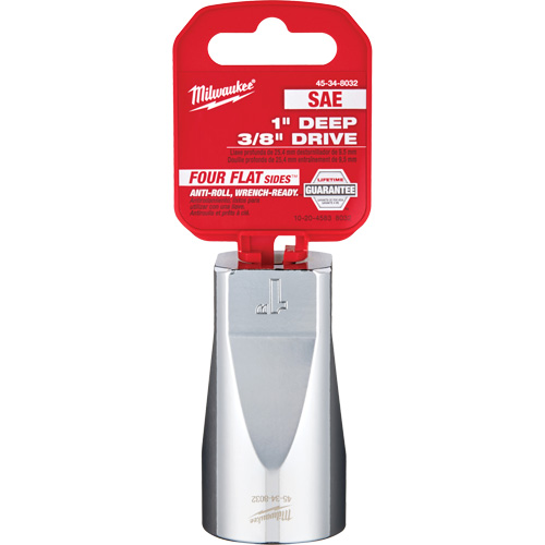 SAE Socket with Four Flat Sides, 1", 3/8" Drive, 6 Points, Deep Brunswick Fyr & Safety