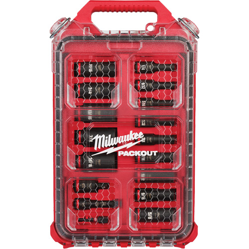 Shockwave Impact Duty Packout SAE Socket Set, 17 Pcs, Impact, 3/8" Drive Size, Deep Brunswick Fyr & Safety