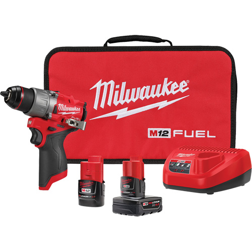 M12 Fuel Drill/Driver Kit, Lithium-Ion, 12 V, 1/2" Chuck, 400 in-lbs Torque Brunswick Fyr & Safety