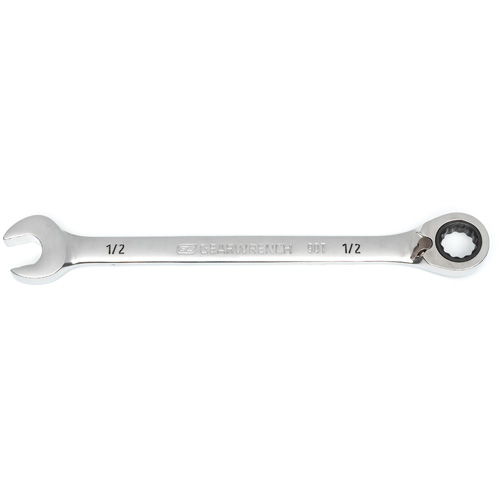 90-Tooth Reversible Ratcheting Wrench, 12 Point, 1/2", Chrome/Polished Finish Brunswick Fyr & Safety