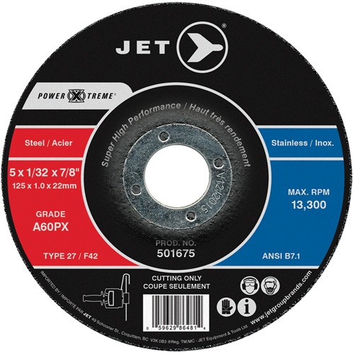Meule &agrave; tronçonner Power-Xtreme A60PX, 4-1/2" x 3/64", Arbre de 7/8", Type 27, 13 300 Tr/min Brunswick Fyr & Safety