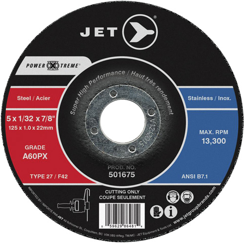 A60PX Power-Xtreme Cut-Off Wheel, 6" x 3/64", 7/8" Arbor, Type 27, 10200 RPM Brunswick Fyr & Safety