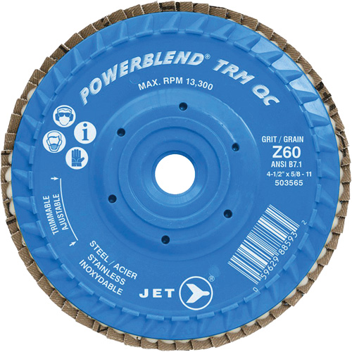 PowerBlend TRM QC Trimmable Flap Disc, 4-1/2" x 5/8"-11, Type 27, Z60 Grit, Zirconia Alumina Brunswick Fyr & Safety