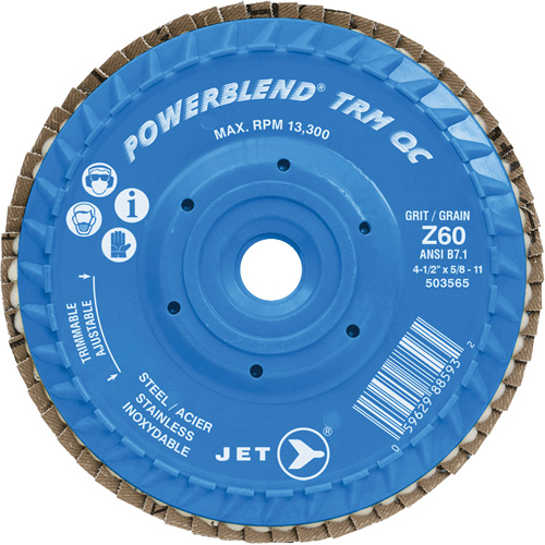 PowerBlend TRM QC Trimmable Flap Disc, 5" x 5/8"-11, Type 27, Z60 Grit, Zirconia Alumina Brunswick Fyr & Safety